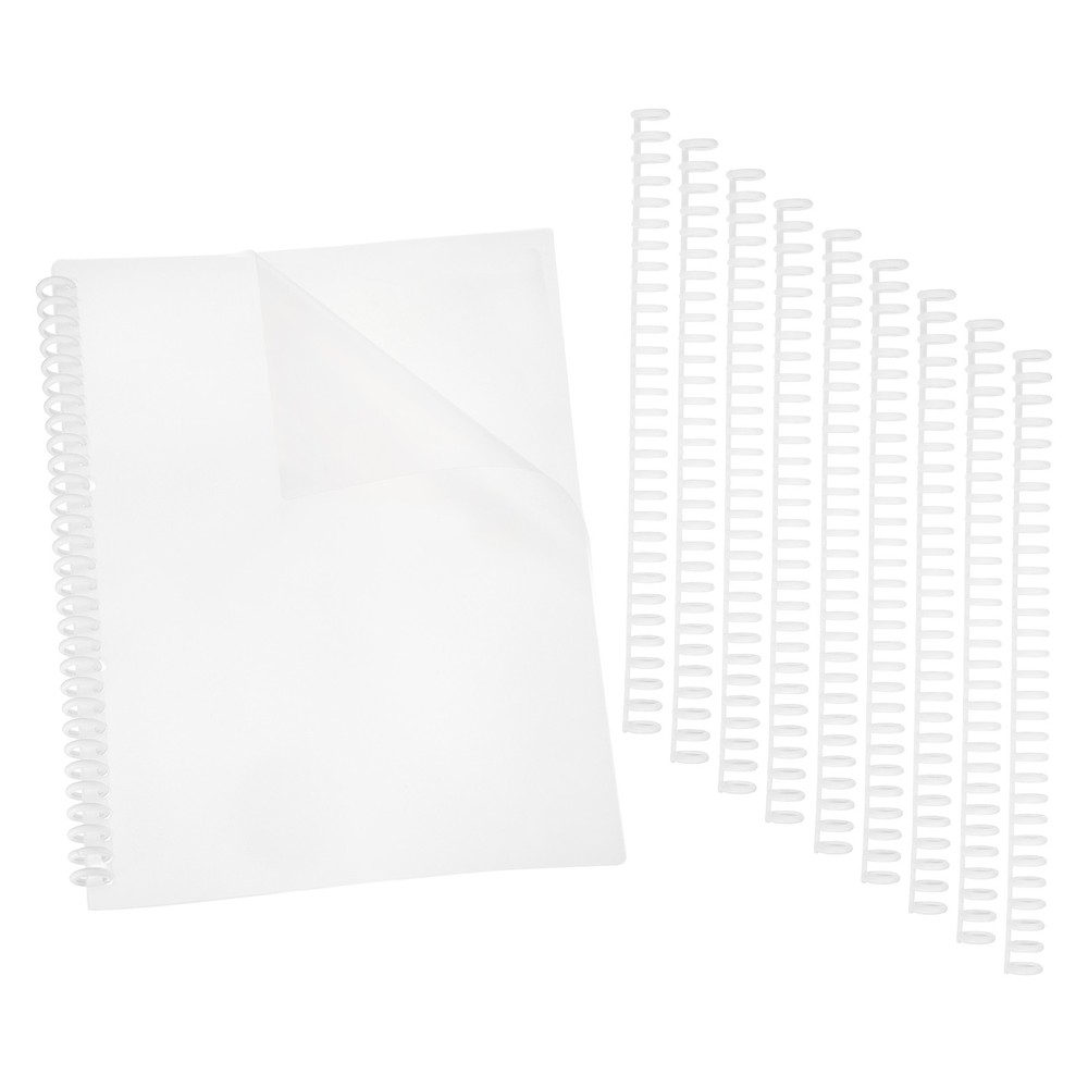 20Pcs Clear Presentation Binding Covers with 10Pcs 12mm Combs Kit, White
