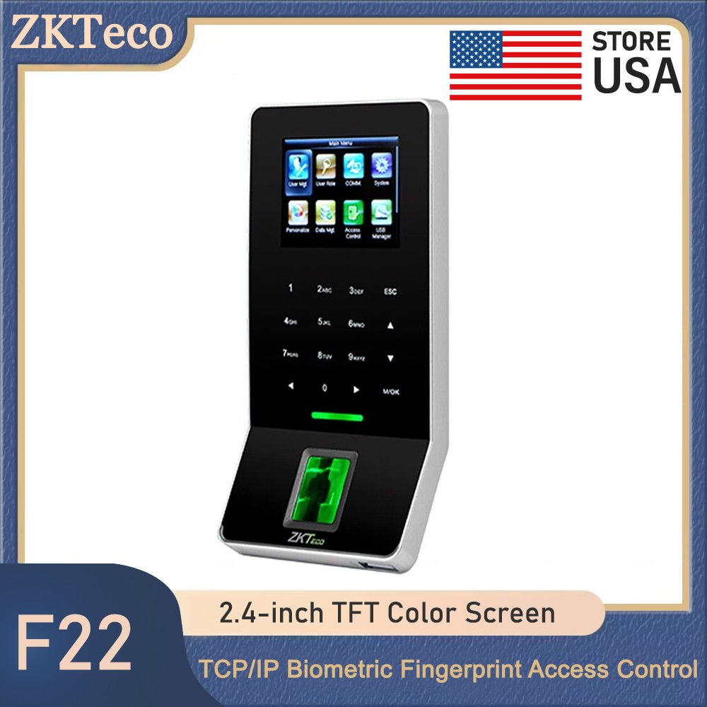 ZKTeco F22 Fingerprint Time Clock In Attendance Machine 2.4” LCD Biometric