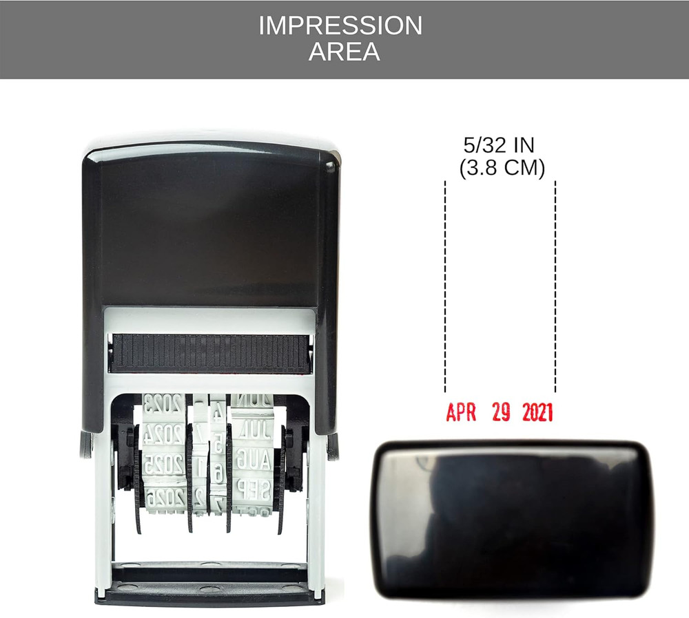 Self Inking Rubber Date Stamp, Refillable and Changeable Ink Pad, Great for Mark