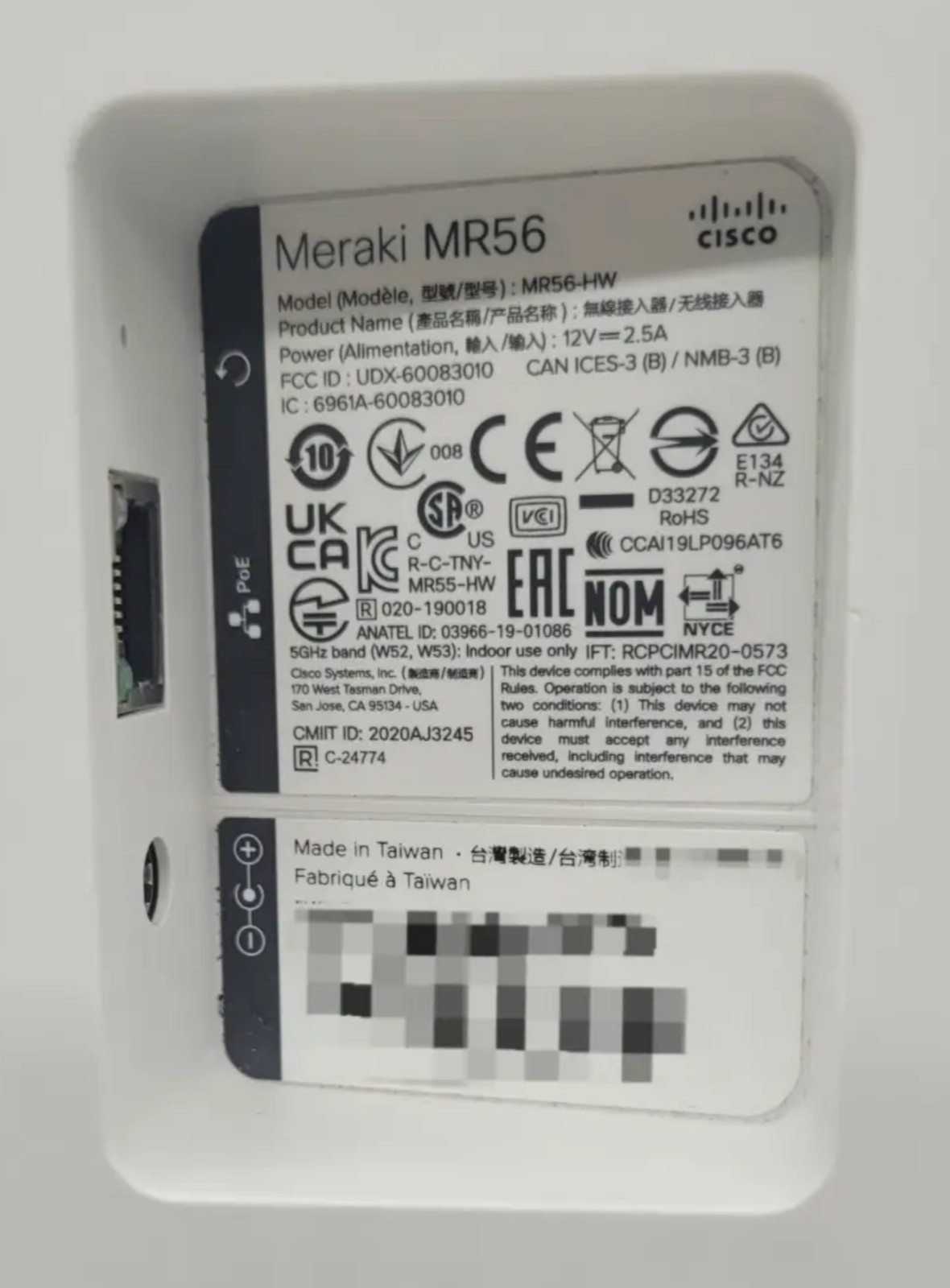 Cisco Meraki MR56 WiFi 6 Indoor Wireless Access Point UNCLAIMED