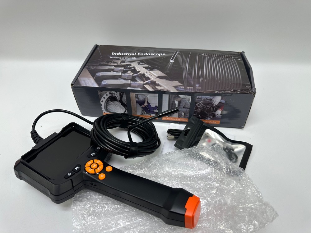 Endoscope Camera with Light, 1080P HD Borescope with 8 Adjustable Lights, 4.3" E