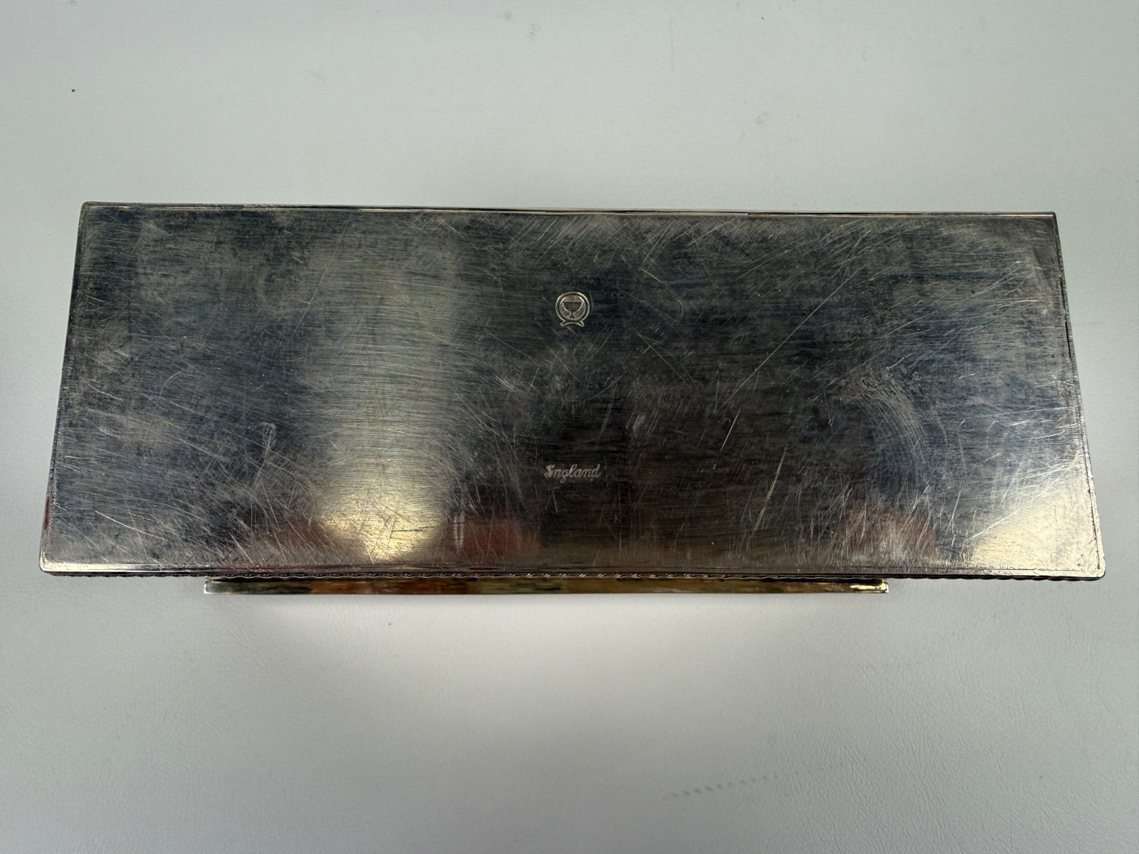 Barker Ellis Vintage Silver Plate Tea Caddy Box, England, 6 Divided Sections