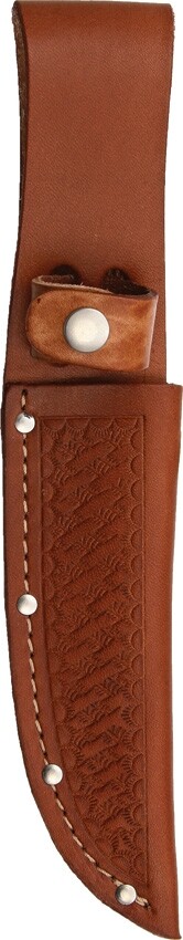 Sheath For Straight Knife Up To 5" Blade Basketweave Brown Leather Construction