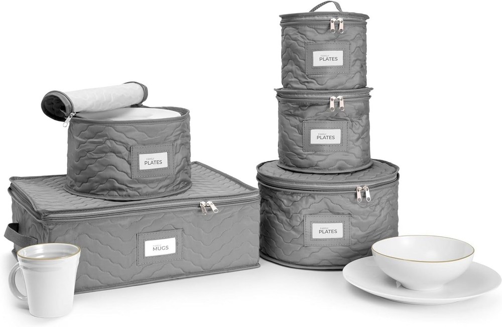 Dinnerware Storage 5-Piece Set for Protecting or Transporting China Plates