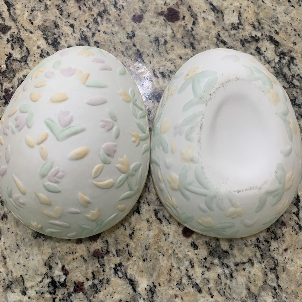 Floral Ceramic Egg Trinket Box