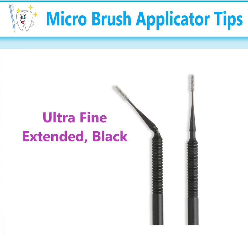 Dental Microbrush X Micro Brush Applicator Extended, Extra-thin, 400/Pk Black