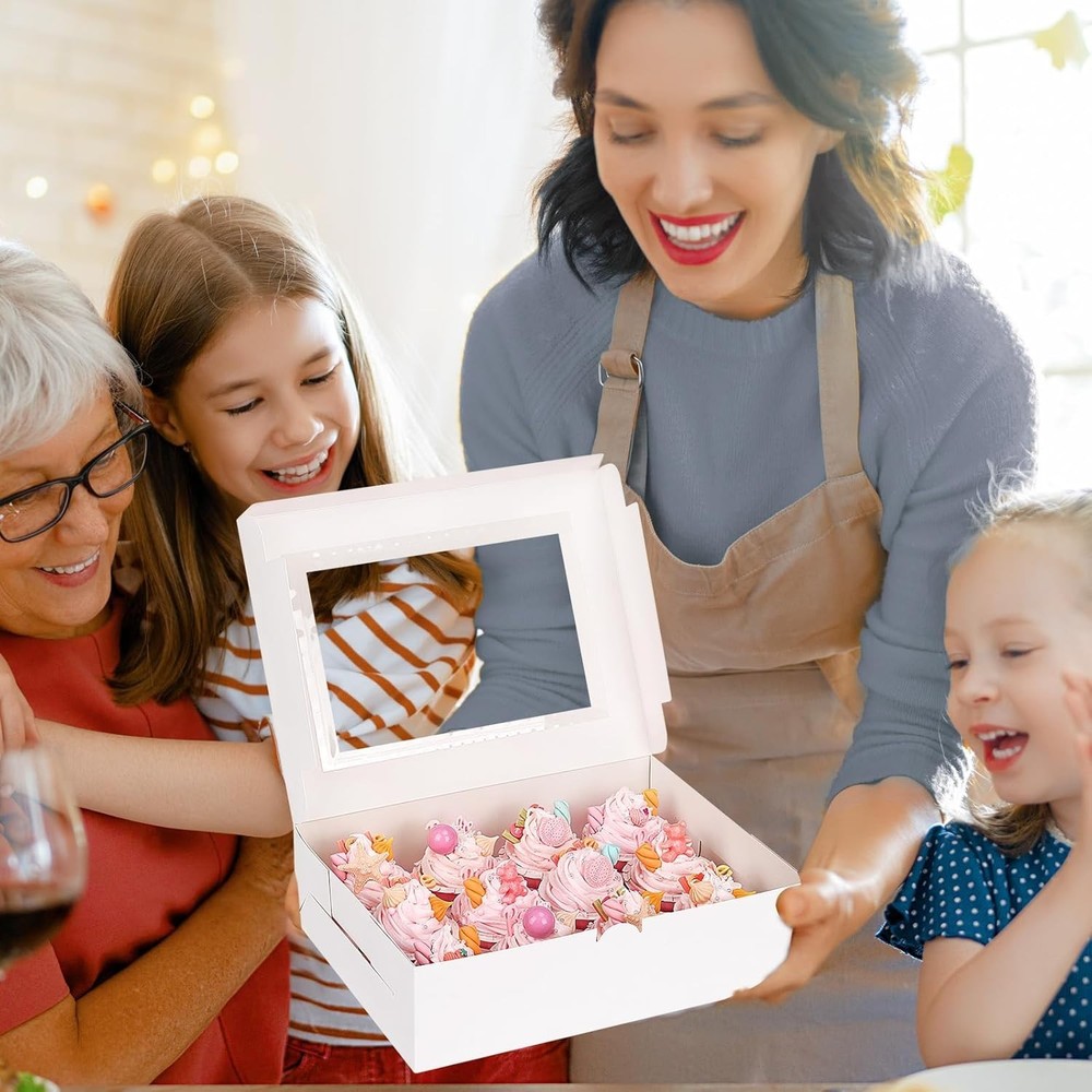 30pcs Cupcake Boxes, Cupcake Boxes 12 Count, Cupcake Containers with Window C...