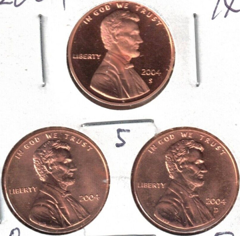2004-S Lincoln (Proof) with BU P & D Three Cent Types!