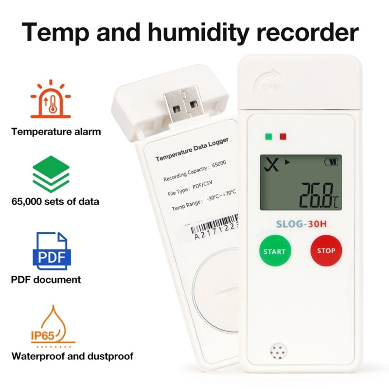 Temperature Humidity Trackings System LCD Screen Readout Data Export via USB