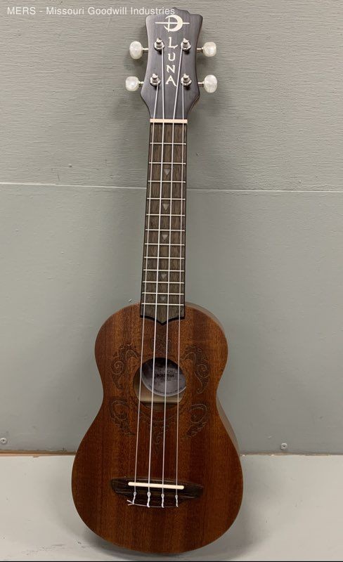 Luna Brown Engraved Ukulele With Soft Case
