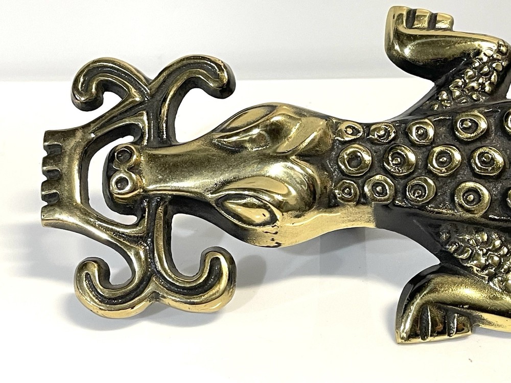 Vintage Brass And Metal Crocodile Door Pull Handle