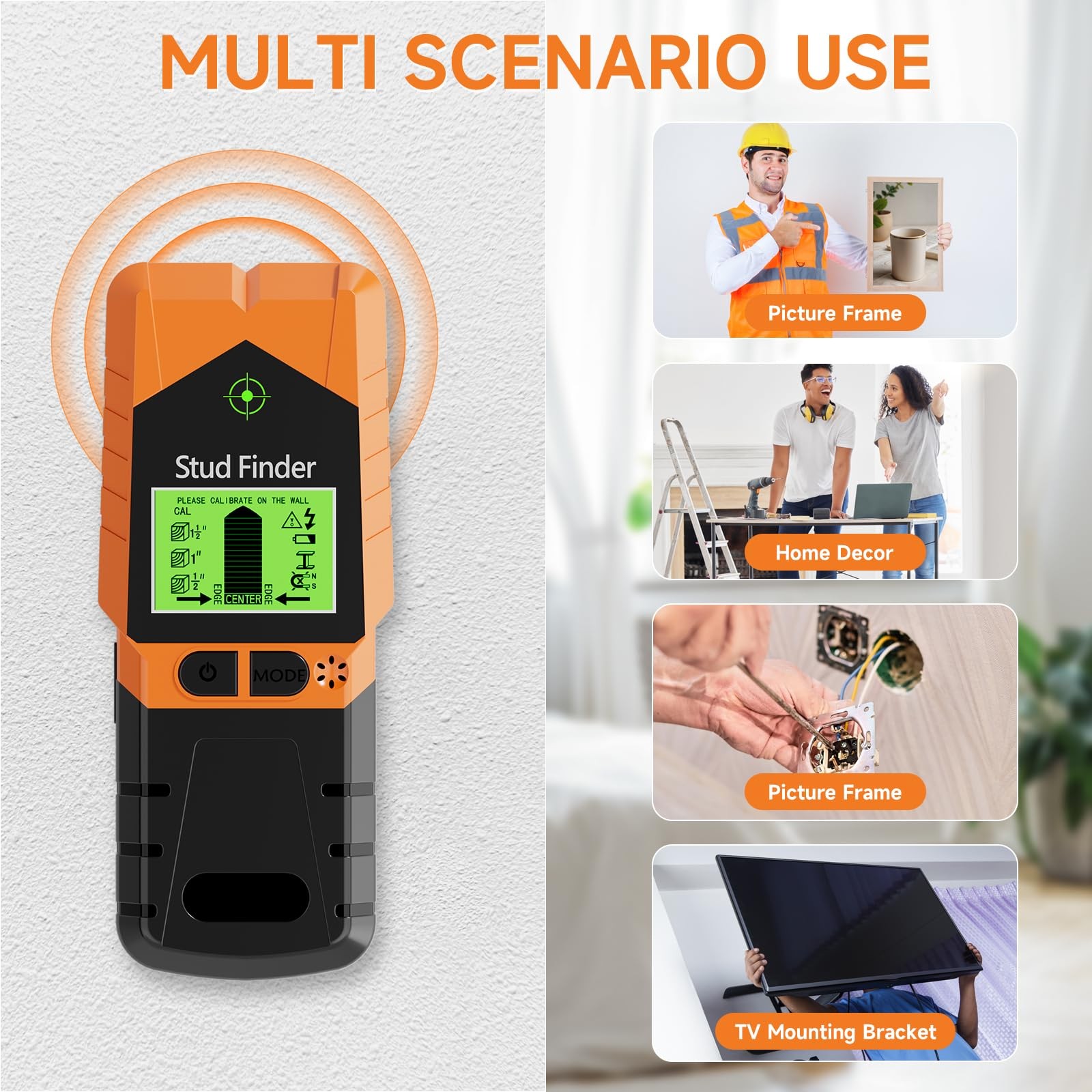 Stud Finder Wall Scanner - 6 in 1 Electronic Stud Finder with HD LCD Display ...