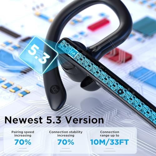Bluetooth Headset V5.3, Wireless Bluetooth Earpiece with 600mAh Charging Case,
