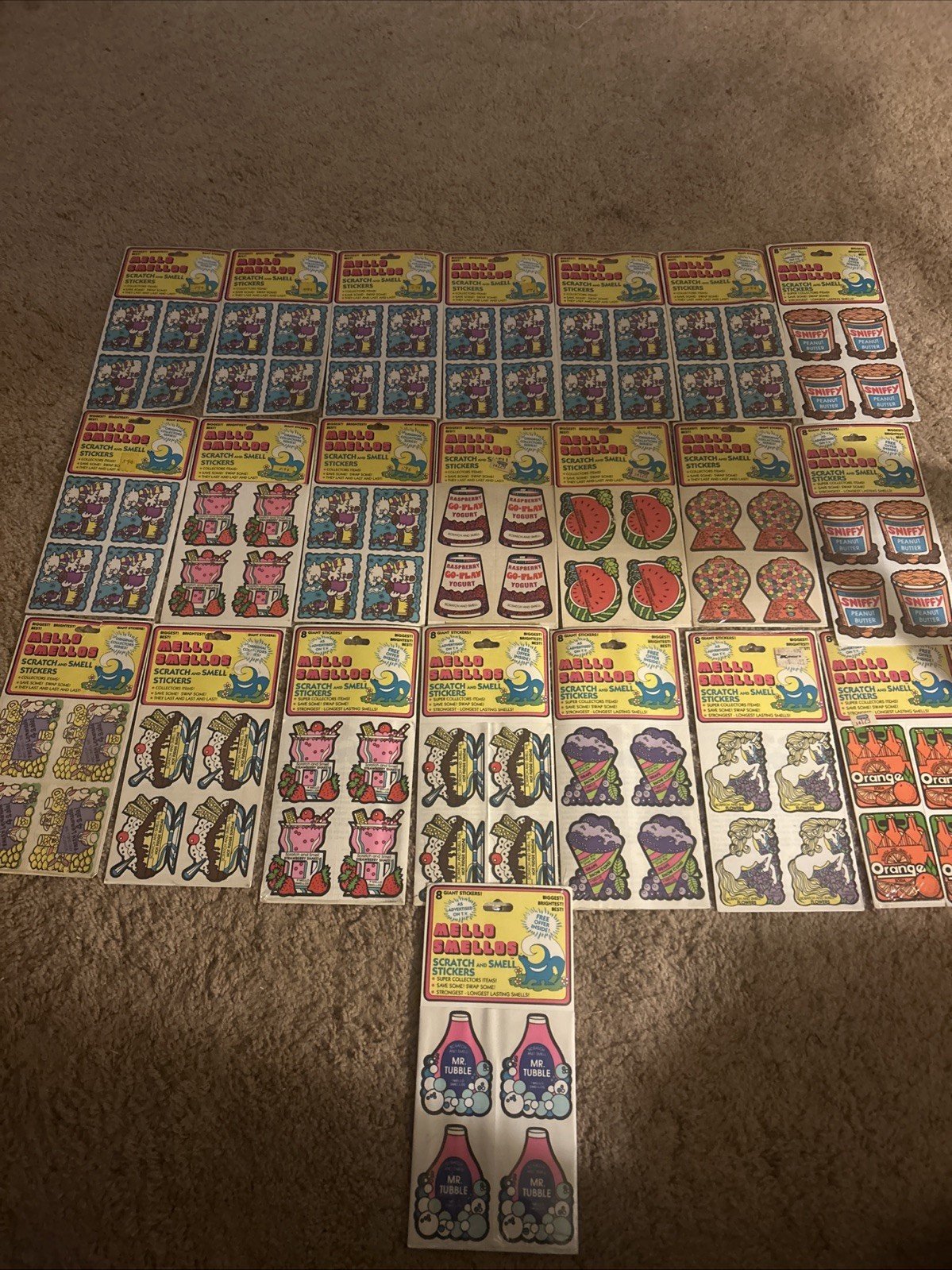 Mello Smellos Scratch & Smell Stickers Lot of (22) Packs Stickers New (34 Scent)