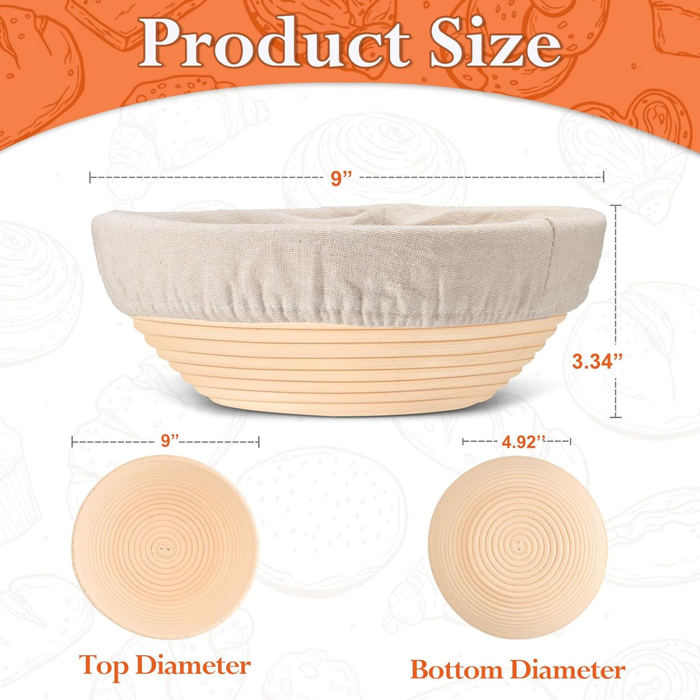 Bread Proofing Baskets Sourdough 9" Proofing Basket 2 Set Dough Making Baskets