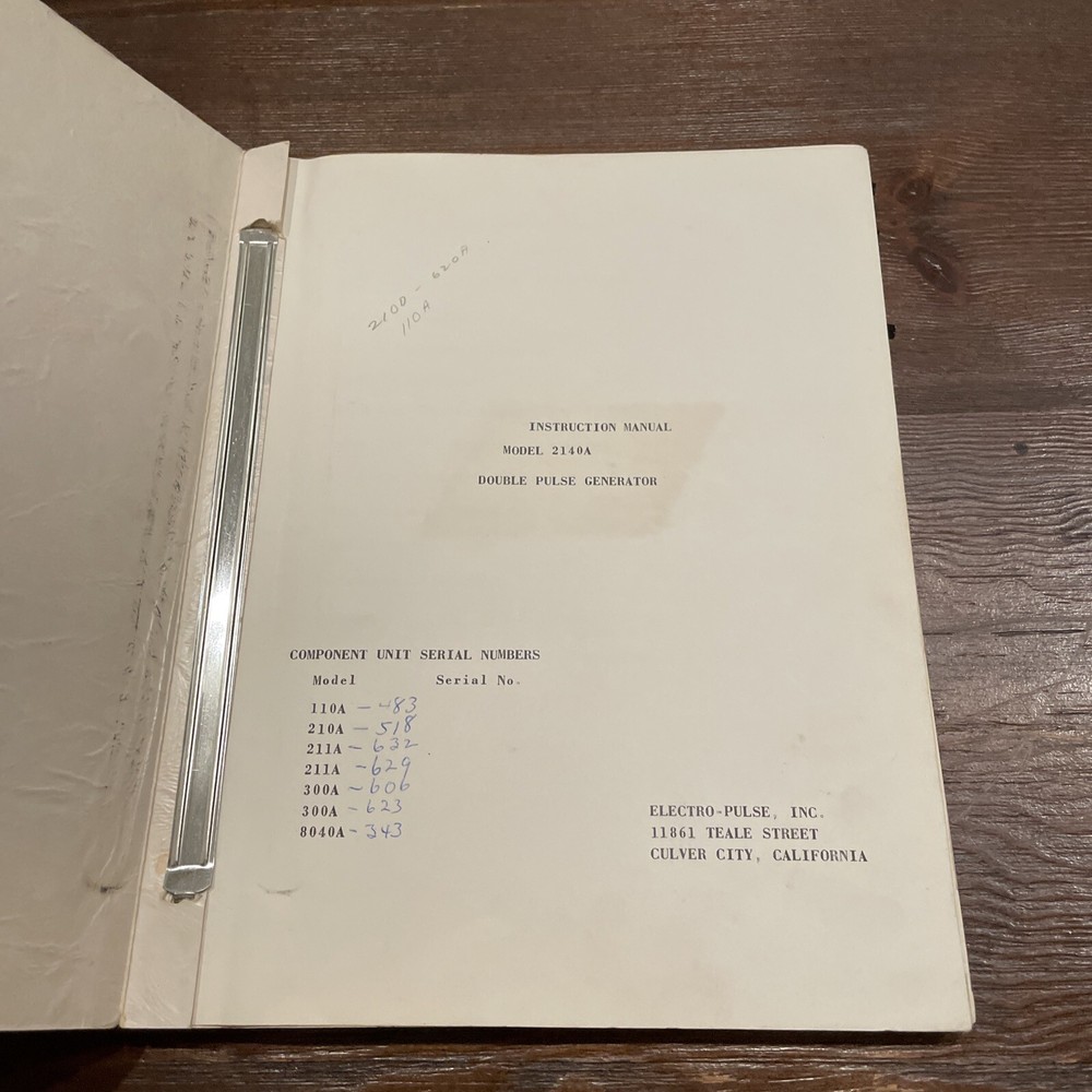 Electro-Pulse EP Model 2140A Double Pulse Generator Instruction Manual