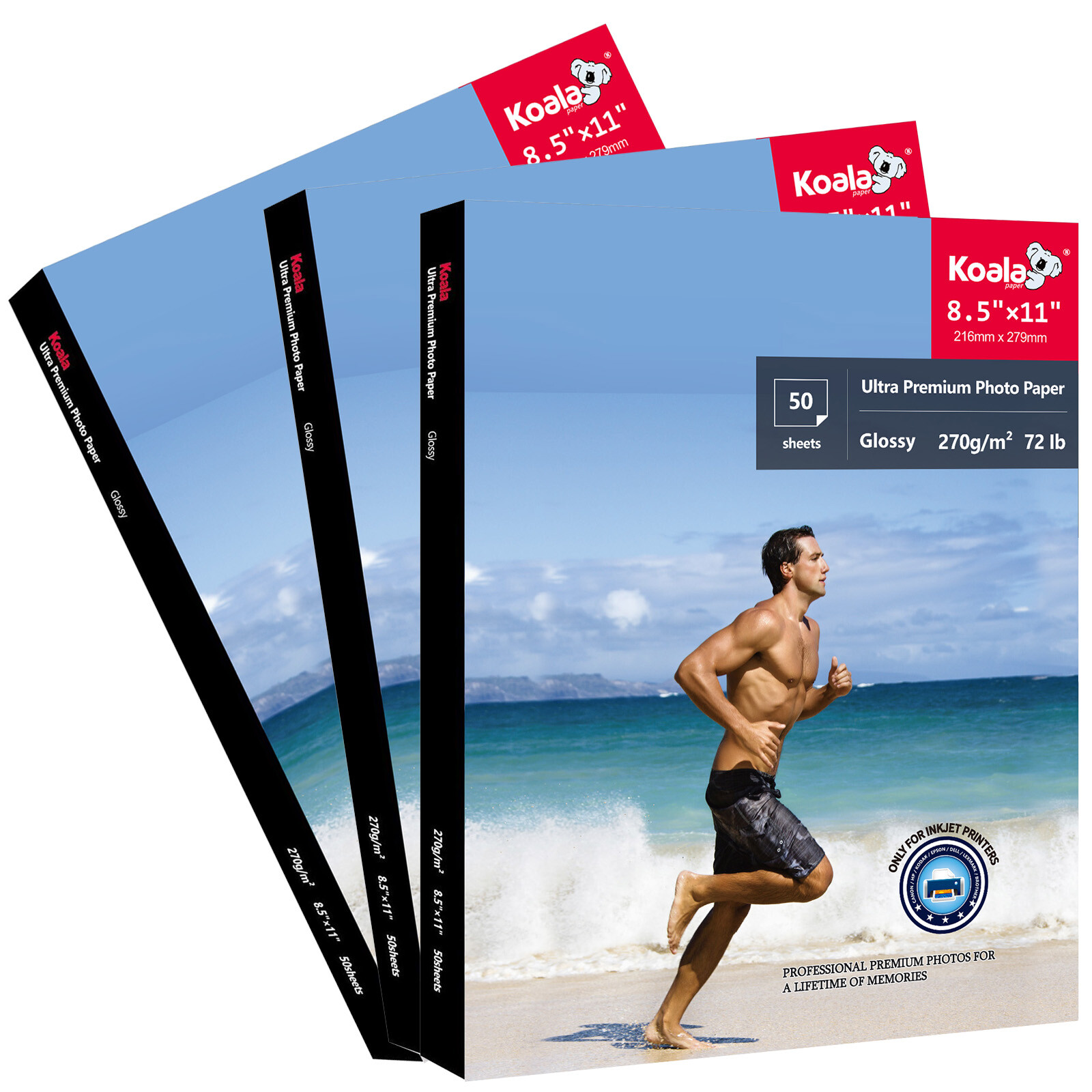 150 Sheets Koala Ultra Premium Glossy Photo Paper 8.5x11 for Inkjet Printer 72lb