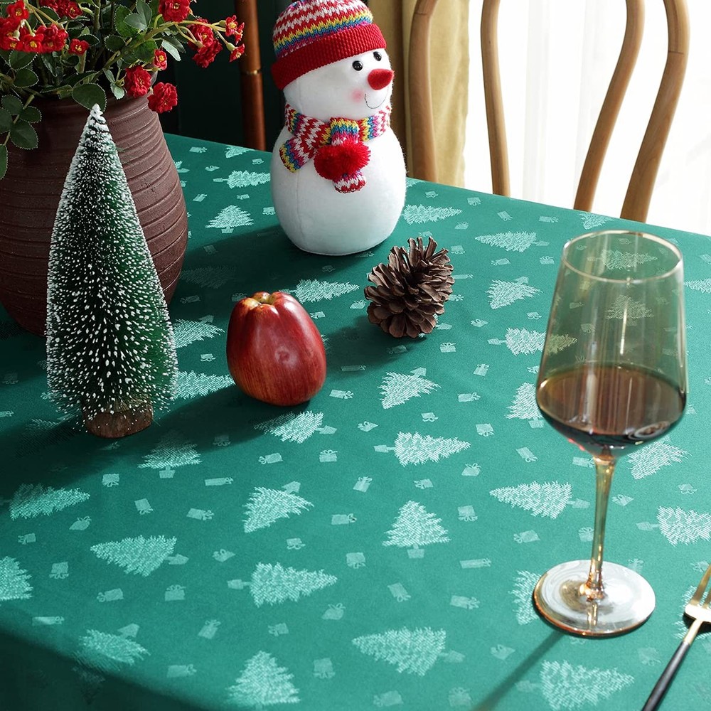Christmas Tablecloth Rectangle, Jacquard Table Cloth Spillproof and Resistant...