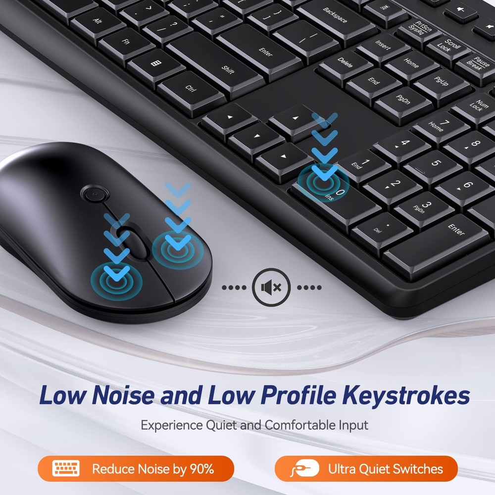 Wireless Keyboard and Mouse Combo, Acebaff 2.4G Quiet Wireless Computer Keyboard