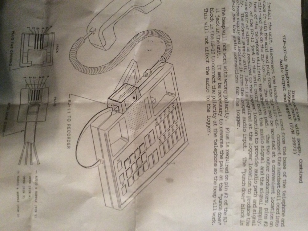 NEW DYNAMETRIC TELEPHONE LOGGER PATCH TLP-107-LS