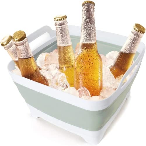 2.4 Gal(9L) Collapsible Dish Basin with Drain Plug,Space Saving Multiuse Gray