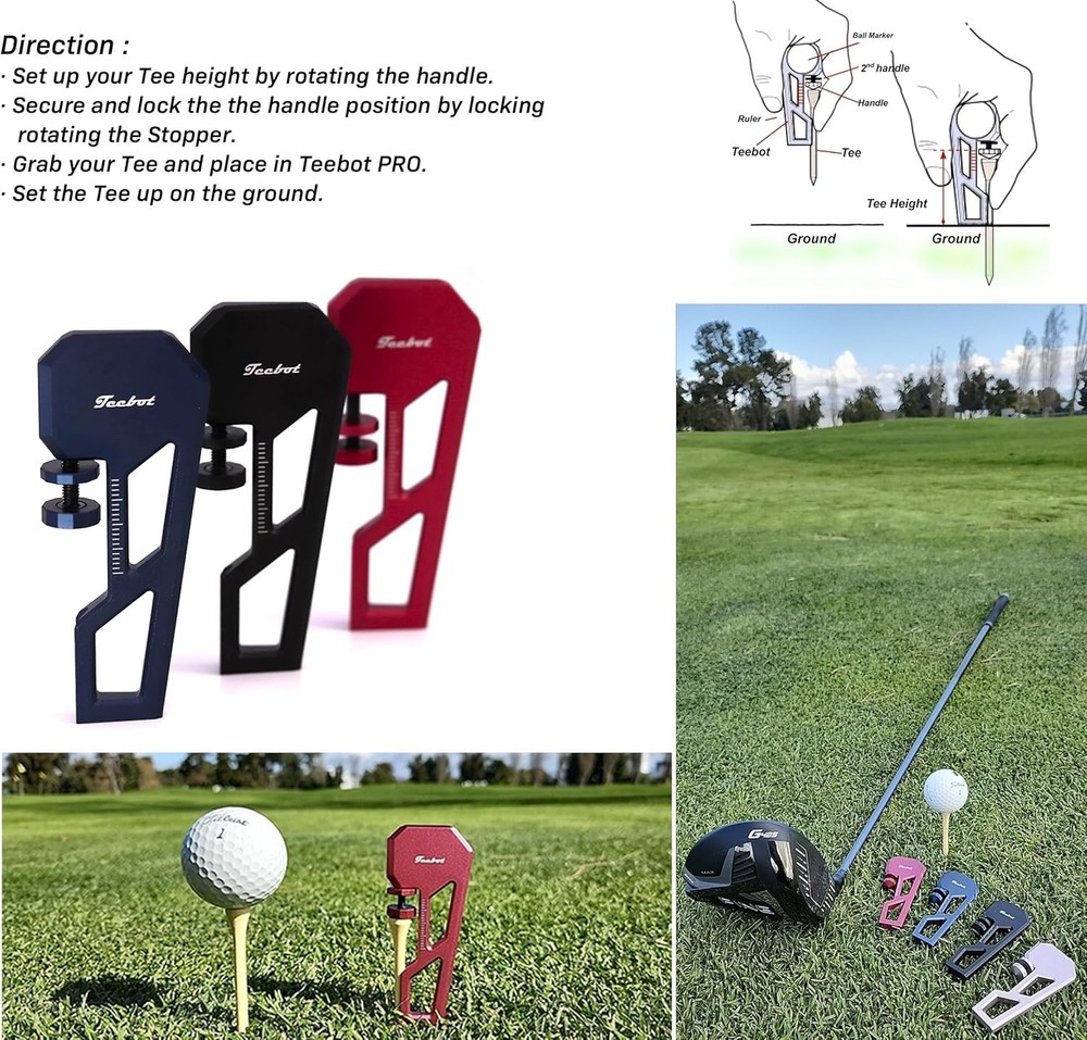 PRO - Premium Golf Accessory for Tee Height Setup Tool with Midnight Blue