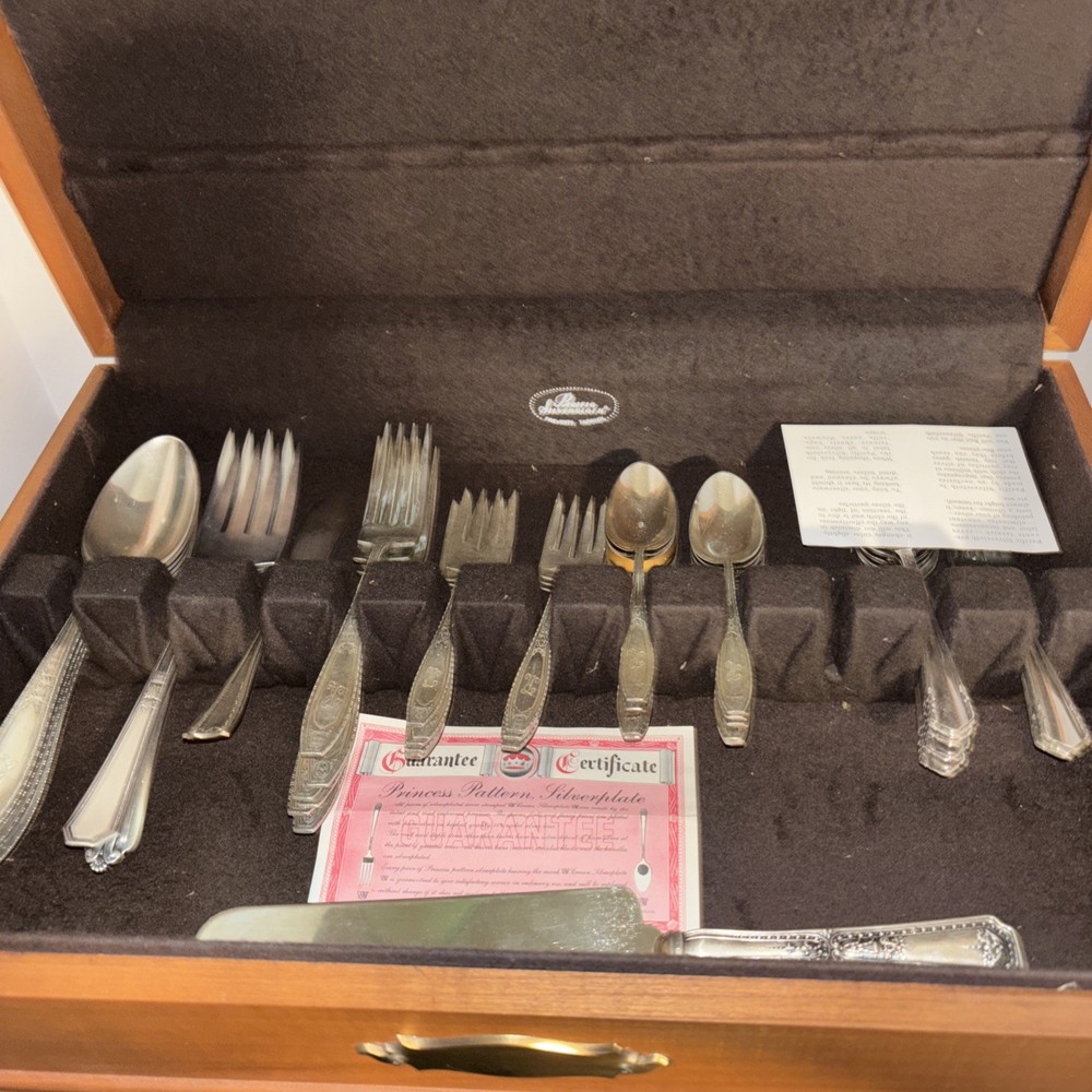 Pacific Silvercloth Anti-Tarnish Wood Flatware Storage Chest W/Drawer- Read