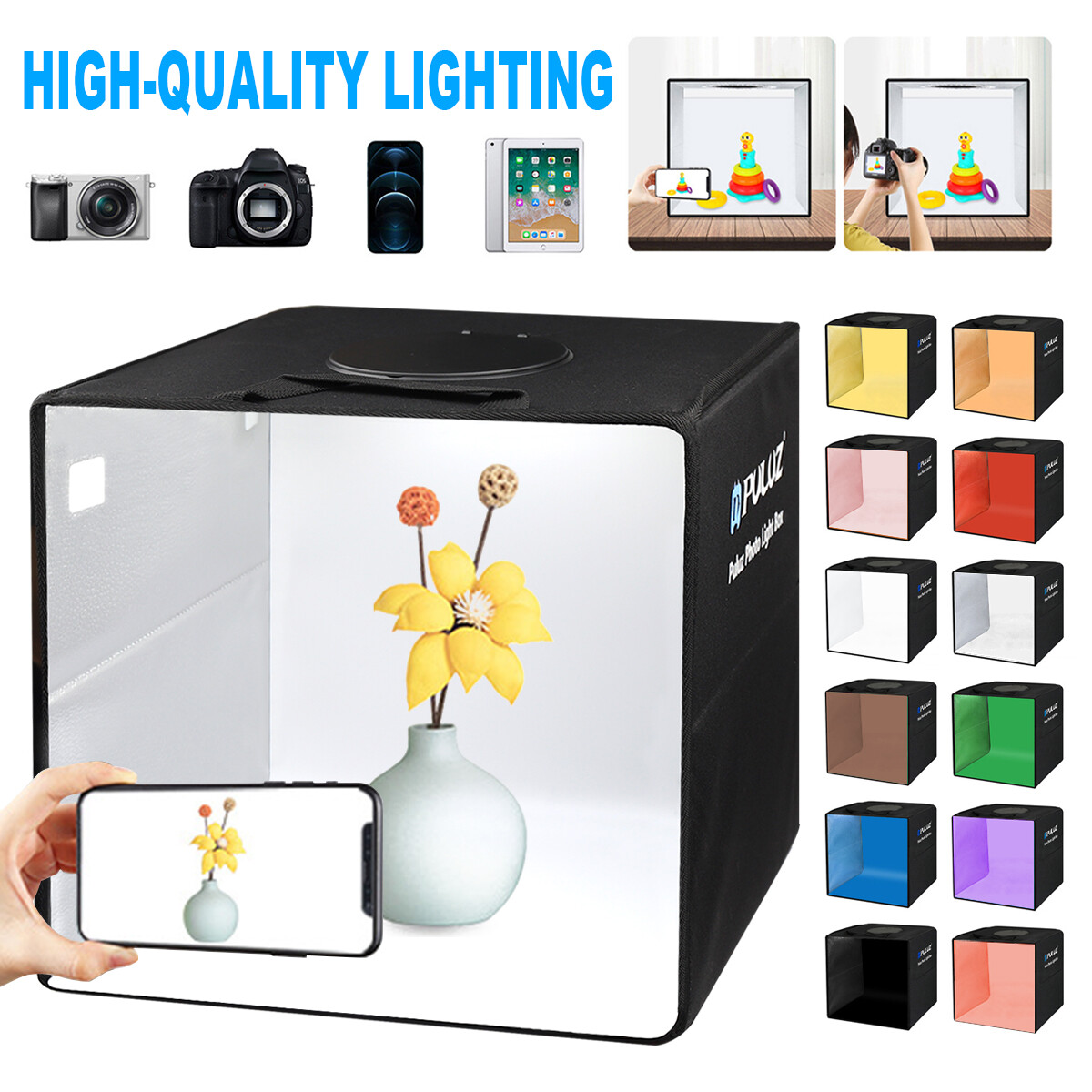 12x12" LED Photo Studio Light Box Portable Folding Photography Shooting Tent Kit