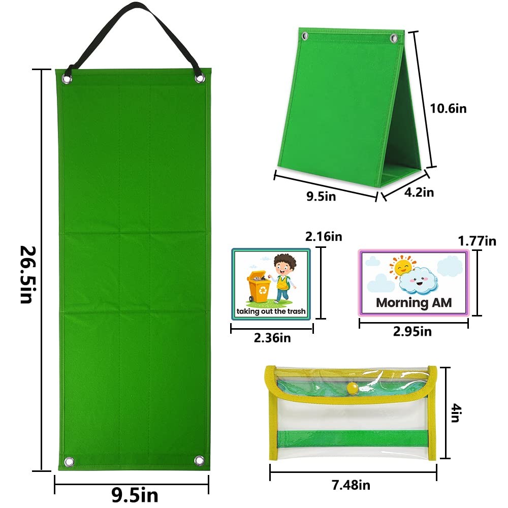 Visual Schedule Chart for Kids - Daily Routine & Autism Learning Tool Green