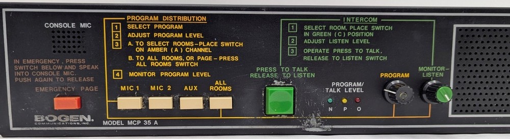 Bogen MCP35A Intercom Console Master Controller / Control Panel - Working *READ*