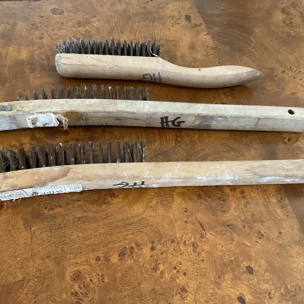 3 - Wire Brushes with Wood Handle- Used