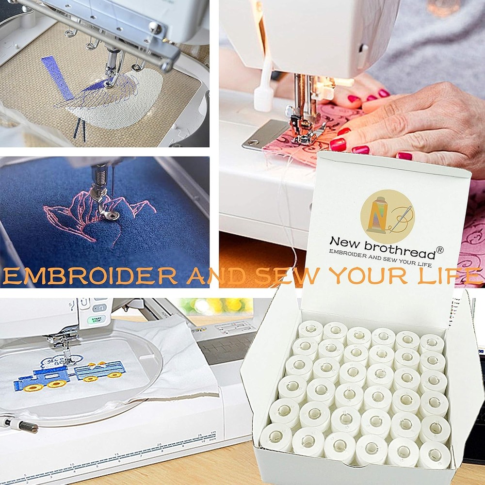 144pcs White Polyester Prewound Bobbin Thread for Embroidery Sewing Machine