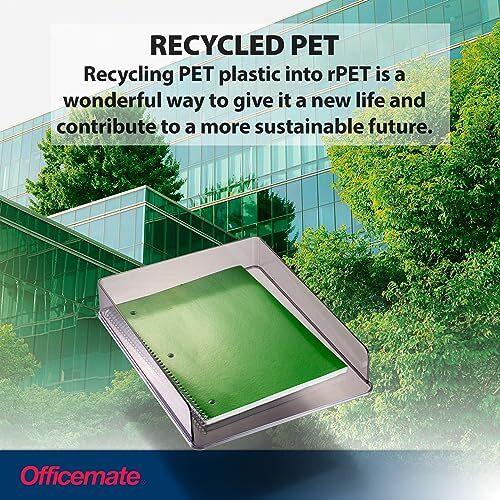 Stackable Letter Trays made from Recycled Bottles Translucent Gray 2 Pack 21040