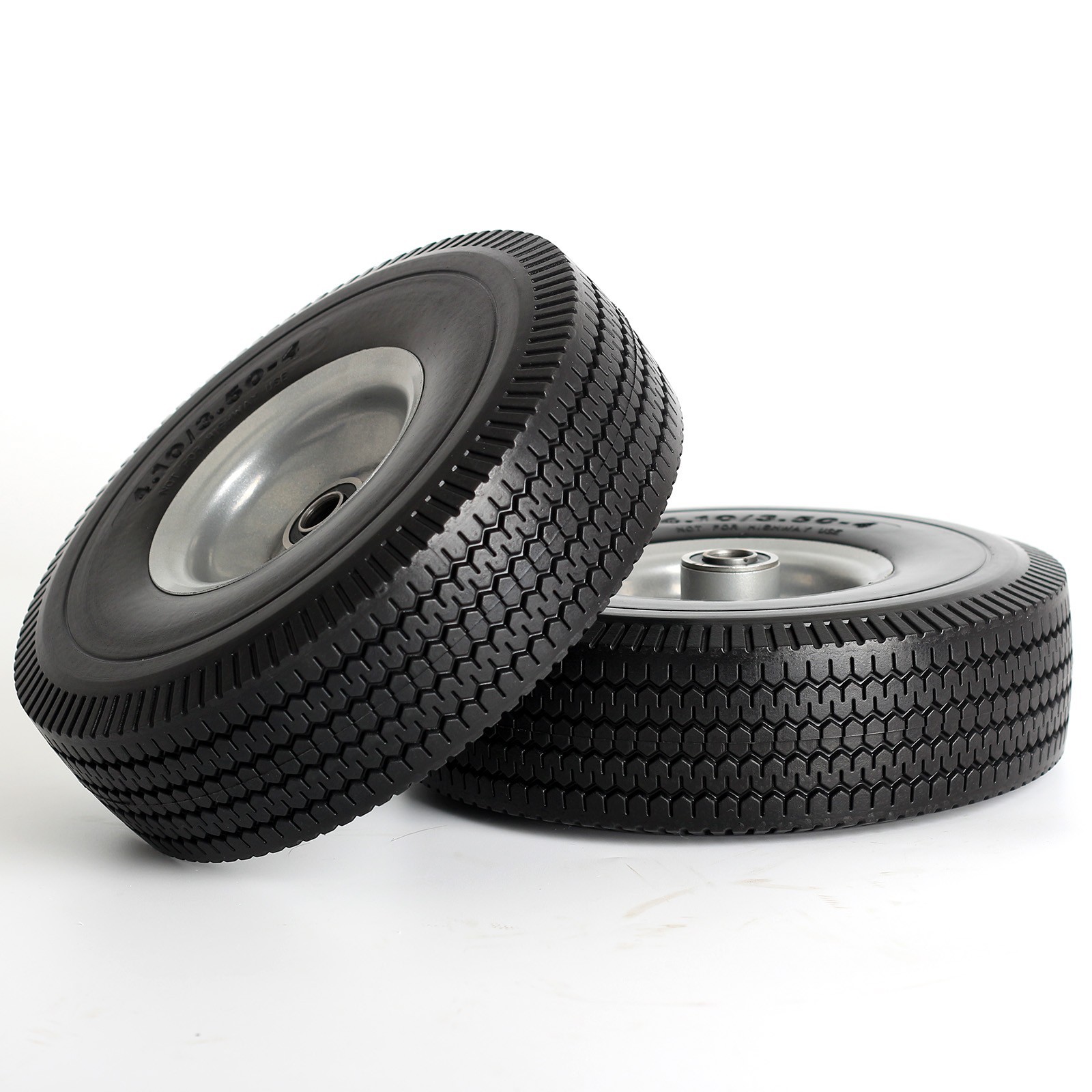 4.10/3.50-4 Flat Free Tire & Wheel for Hand Truck Garden Wagon Cart 2 Pack