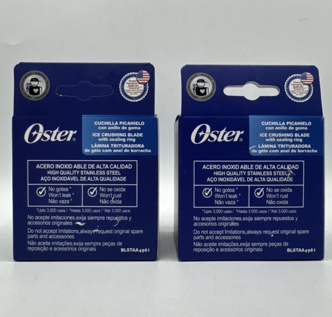 Genuine Oster 4961 Blender Stainless Steel Blade With Gasket Sealing Ring 2-PACK
