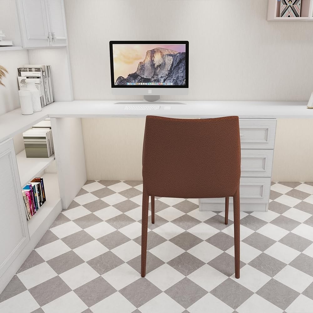 Peel and Stick Floor Tile, Grey Checkered Pattern Continuous Vinyl Roll Floor...