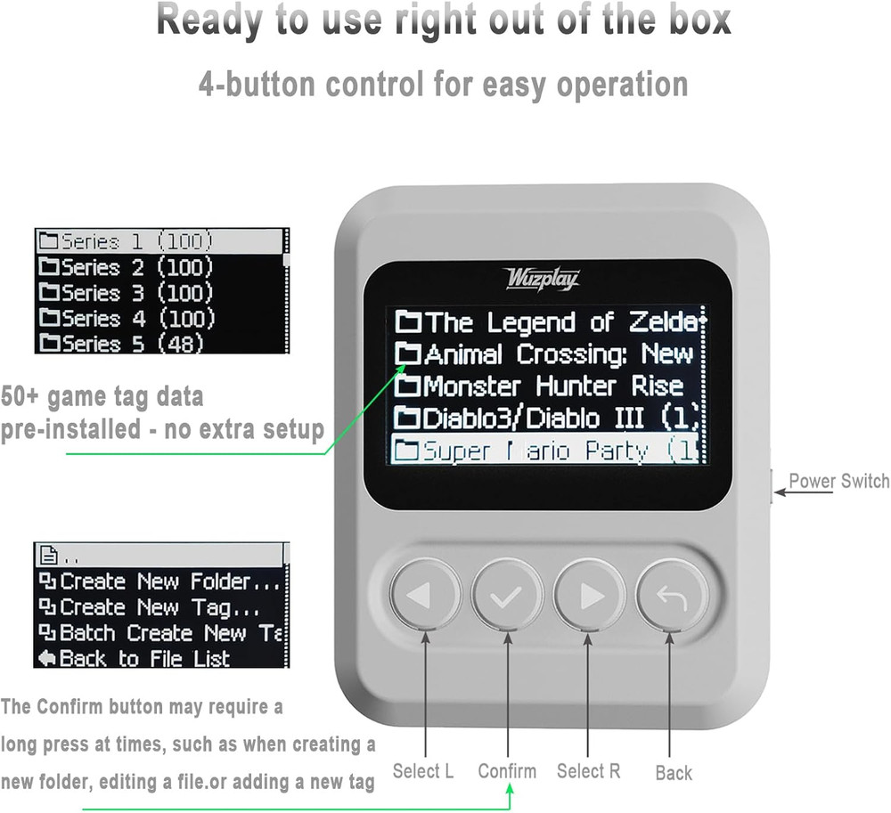 NFC Emulator Compatible with Switch 1 & 2 and NFC Enabled Devices - 1.54”OLED Sc