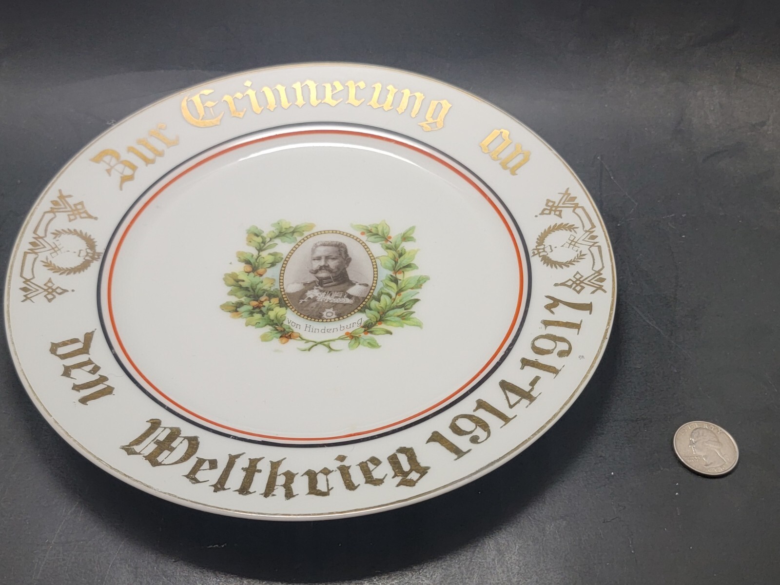 Antique WW1 Marshall Von Hindenburg Prussia Germany plate plaque Portrait RARE!