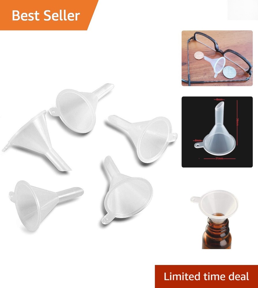 Versatile Mini Funnel Set (5 Pack) - Perfect for Kitchen, Crafts & Lab Use