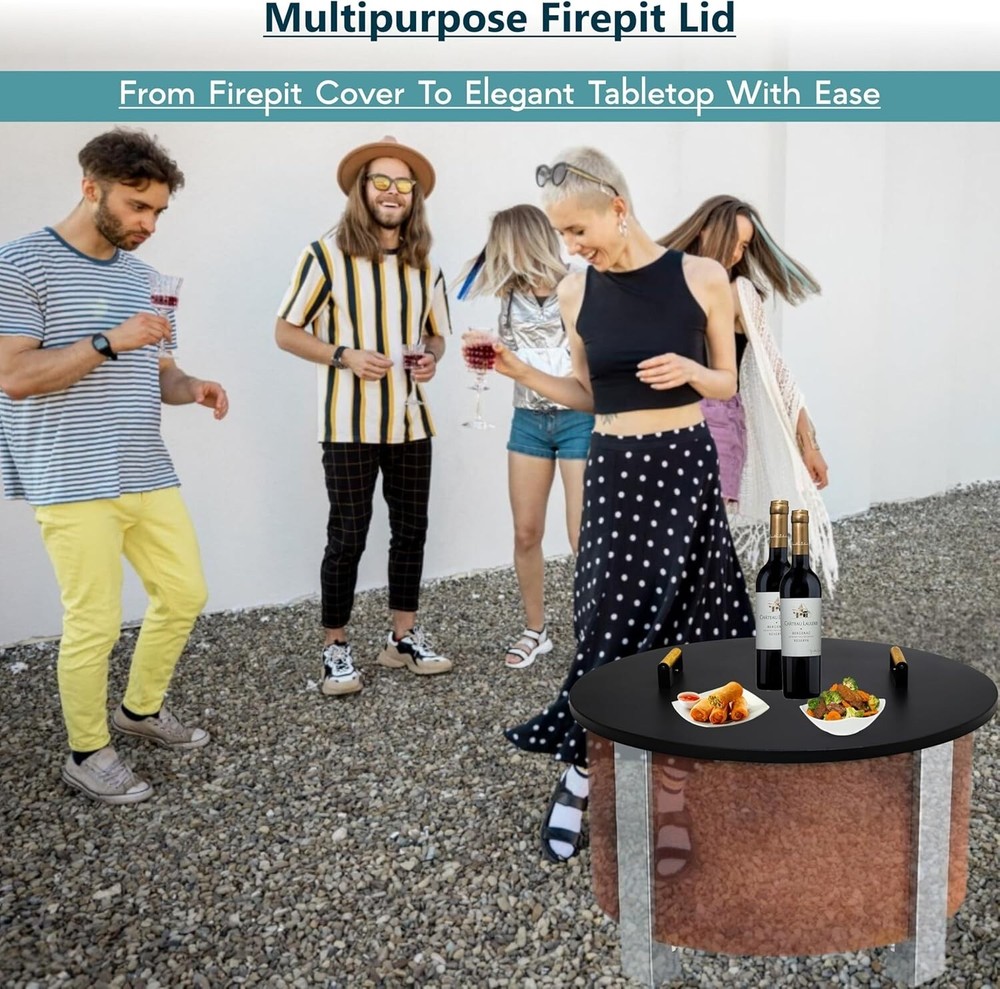 FEBTECH 35" Fire Pit Cover Round - Recommended for 34.5" Smokeless Fire Pit