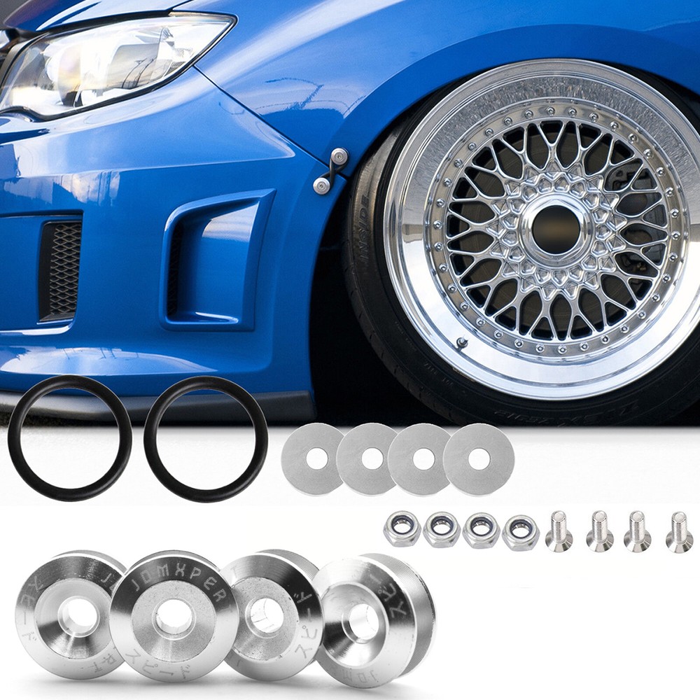 Aluminum Chrome Car Bumper Trunk Fender Hatch Lid Quick Release Fasteners Silver