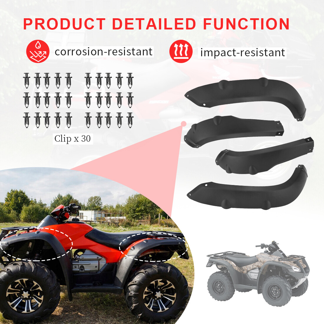 Fender Mud Guards Flaps Flares For Honda Rincon 650 680 TRX650 TRX680 2003-2023