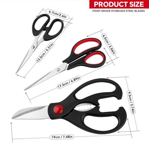 Kitchen Shears Set - QtoiKce Kitchen Scissors 3 Pack All Purpose Poultry Shears