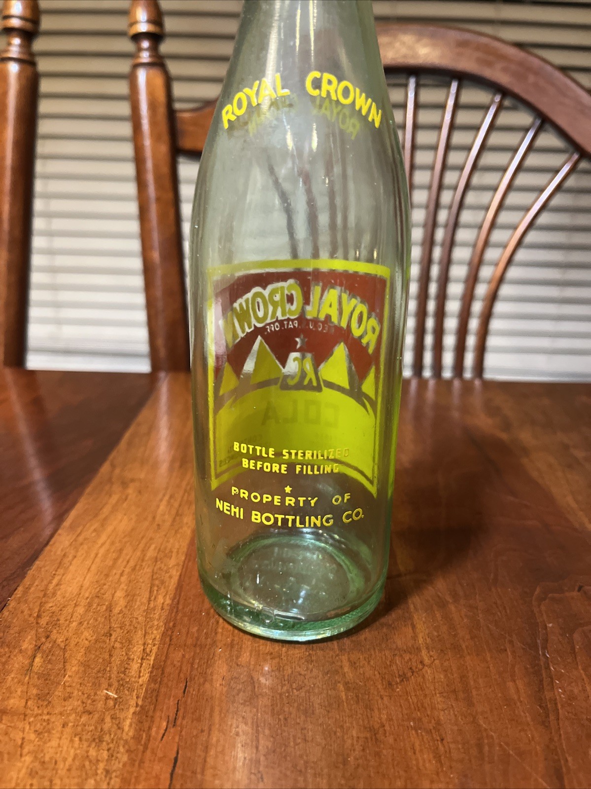 1953 Royal Crown Cola Soda Bottle Nehi Bottling 12oz Greenish Glass 6-286