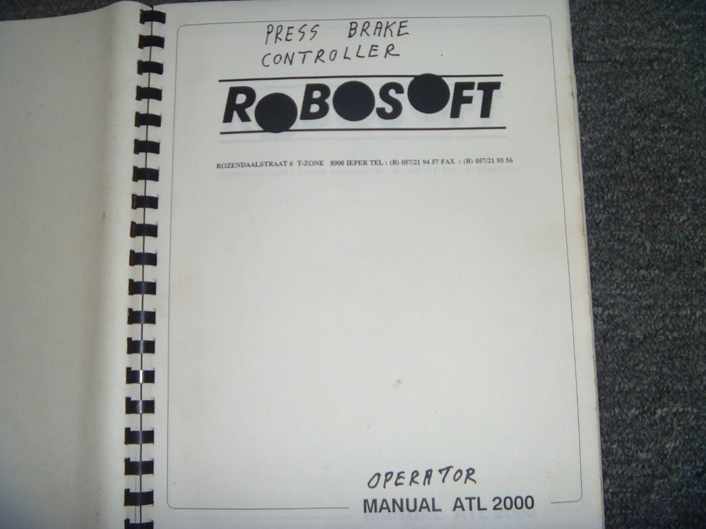 Robosoft ATL 2000 Press Brake Controller Owner Operator Manual User Guide