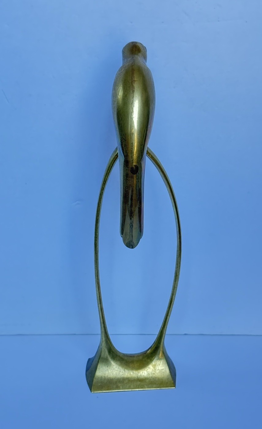 VTG MCM Brass Parrot Figurine 15” Tall Heavy Mid-Century Original See Pictures