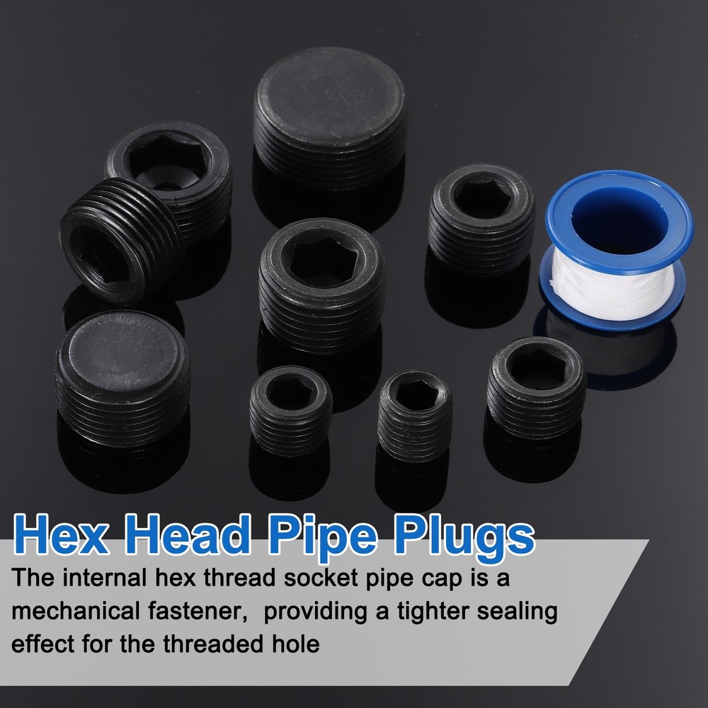 5Pcs PT 1/2 Carbon Steel Male Thread Internal Hex Pipe Plug Fitting Socket