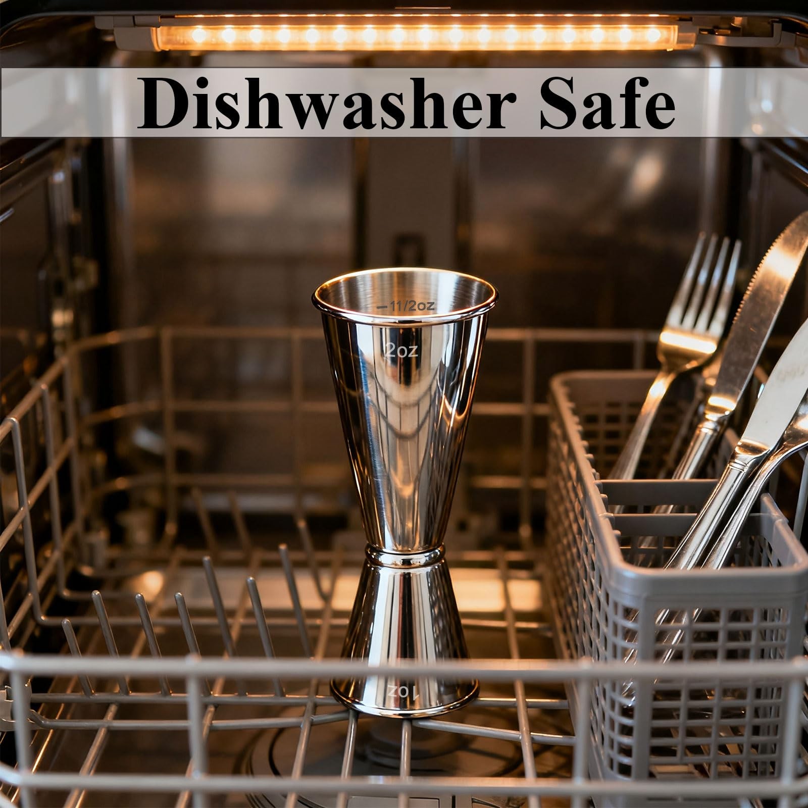 2 Pack Jigger for Bartending, 2 OZ 1 Double Shot Standard, Gold & Silver