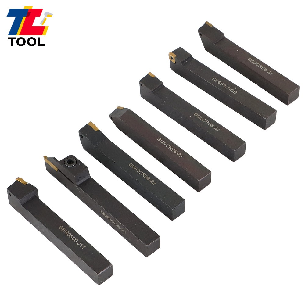 7Pc 1/2" Lathe Tool Bit Thread Insert+Holder Set Carbide Indexable Turning Tool