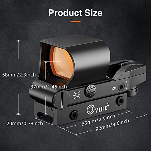 Reflex Sight, 1x28x40mm Red Dot Sight, 4 Adjustable Reticles Sight for Black